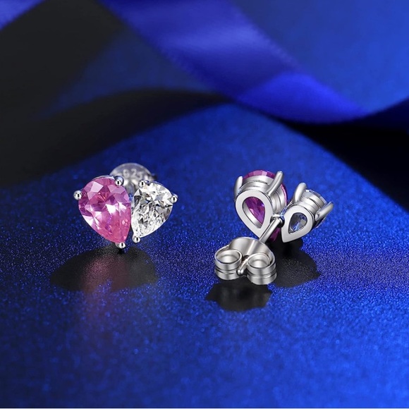 Toi et Moi Pink Sapphire and Diamond Earrings - Picture 2 of 6